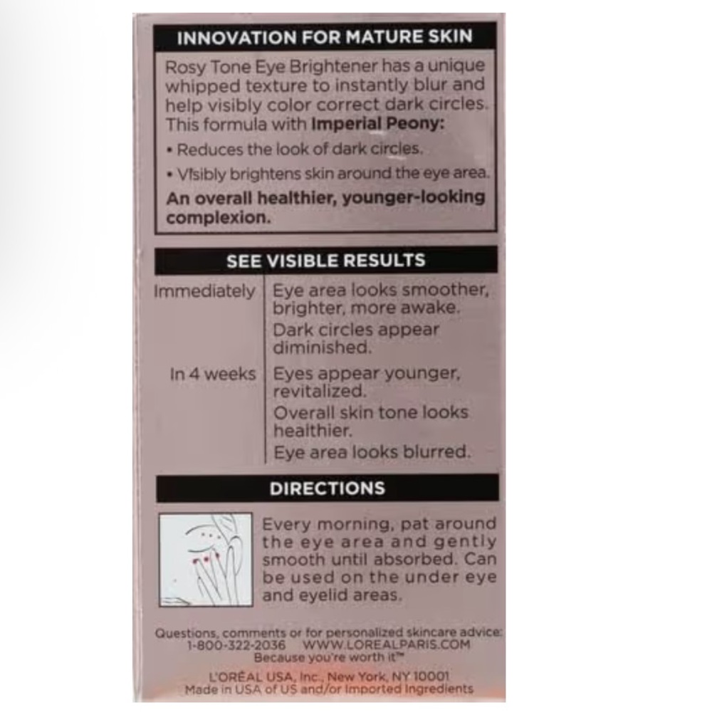 NEW L’Oréal Age Perfect Rosy Tone Eye Cream Brightener 0.5 oz | Anti-Aging - Picture 4 of 16